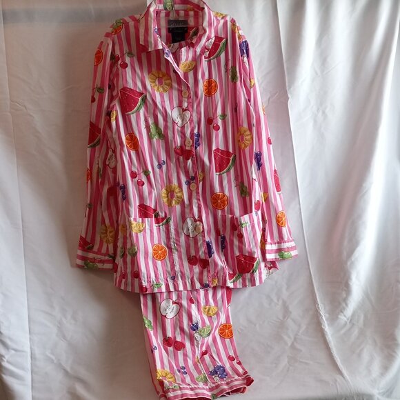 Nick & Nora Striped Summer Fruit Pajamas set